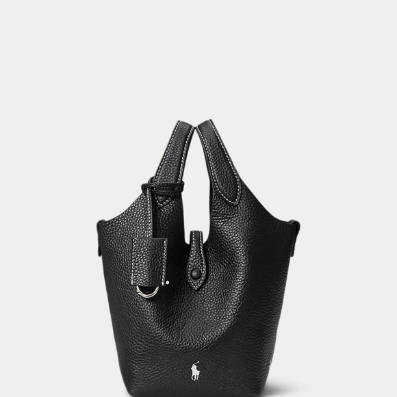 Ralph Lauren Polo Play small leather tote / crossbody bag in black leather NWT - Picture 12 of 13